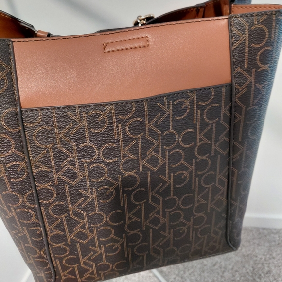 Calvin Klein Brown Leather Trim Tote - Picture 7 of 10